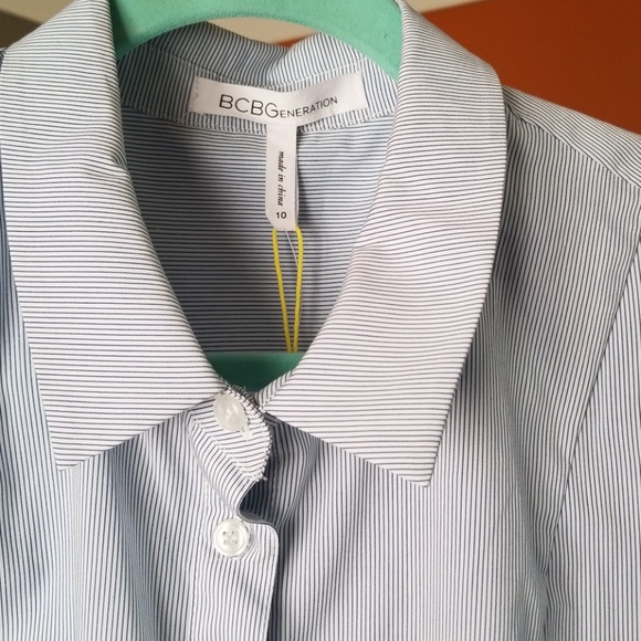 BCBGeneration Striped Fit and Flare Shirt Dress - Picture 3 of 8
